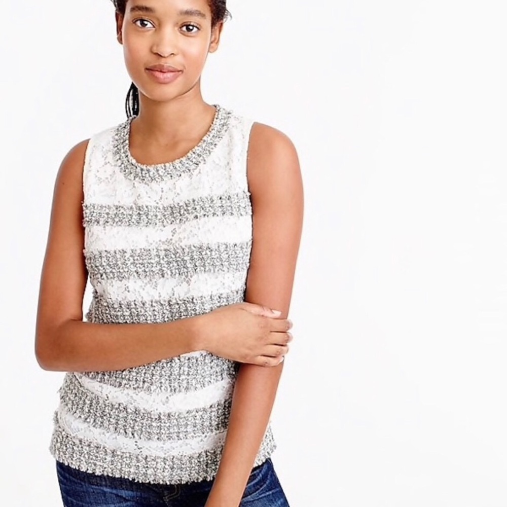 J.Crew lace and tweed sleeveless sweater